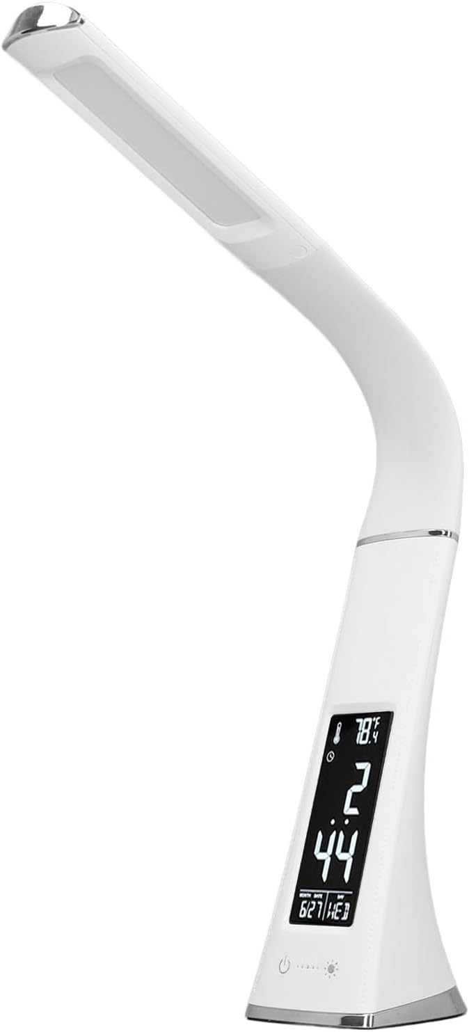 Luminellen-Multifunction LED Desk Lamp with Digital Clock Temperature Humidity Display Adjustable Reading Light