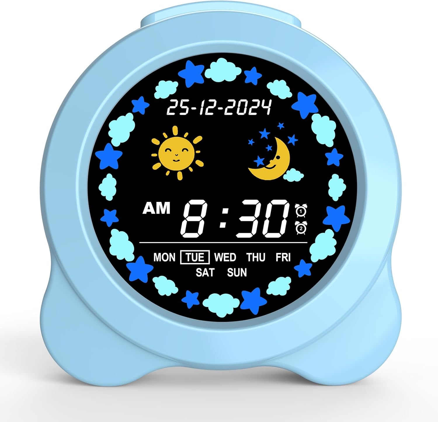 Luminellen- Kids Digital Alarm Clock Dual Alarm Silent Design Adjustable Brightness Night Light Bedside Learning Clock