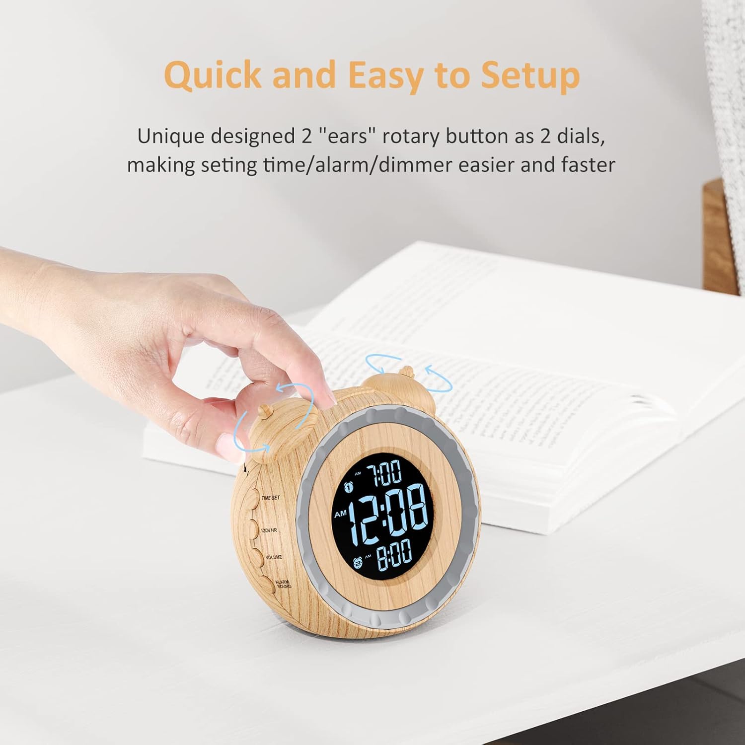 Luminellen-Vibrating Alarm Clock with Bed Shaker Dual Alarms Adjustable Brightness