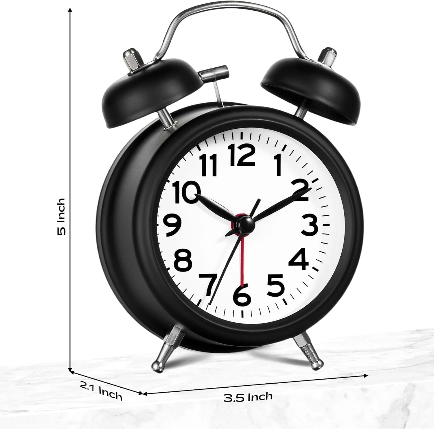 Luminellen-Classic Twin Bell Alarm Clock with Loud Ring, Vintage Analog Bedside Clock