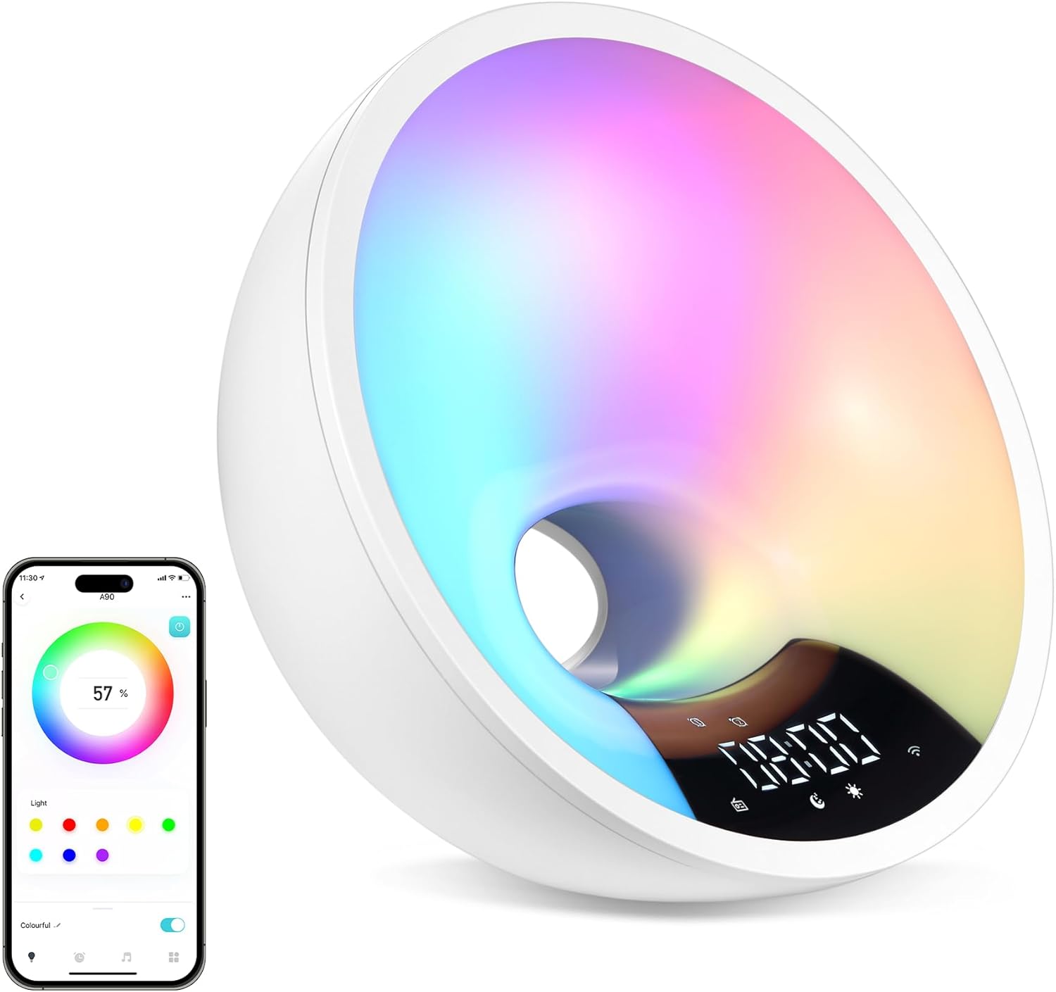 Luminellen-Smart Aurora Ambient Light Alarm Clock App Controlled Multicolor Bedside Night Light