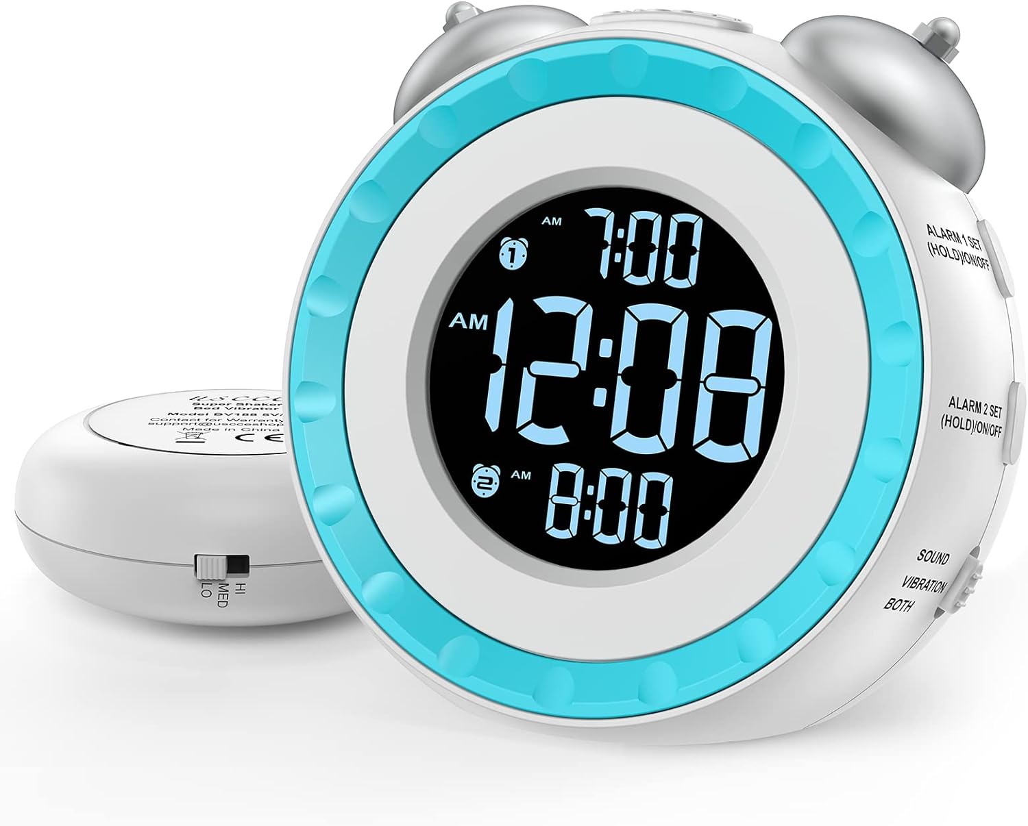 Luminellen-Vibrating Alarm Clock with Bed Shaker Dual Alarms Adjustable Brightness