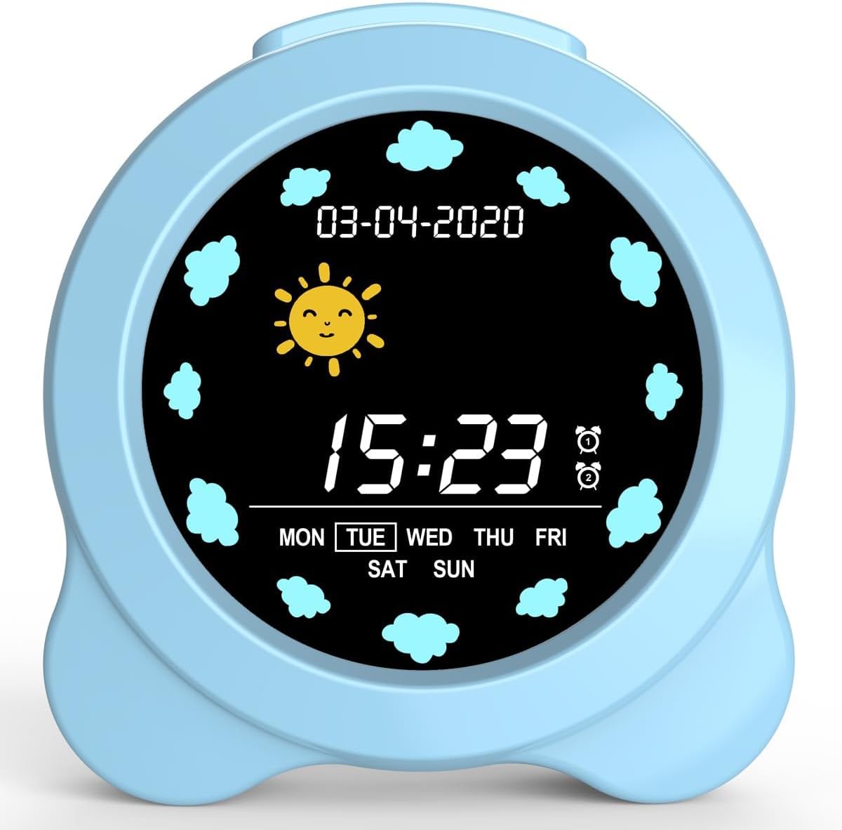 Luminellen- Kids Digital Alarm Clock Dual Alarm Silent Design Adjustable Brightness Night Light Bedside Learning Clock