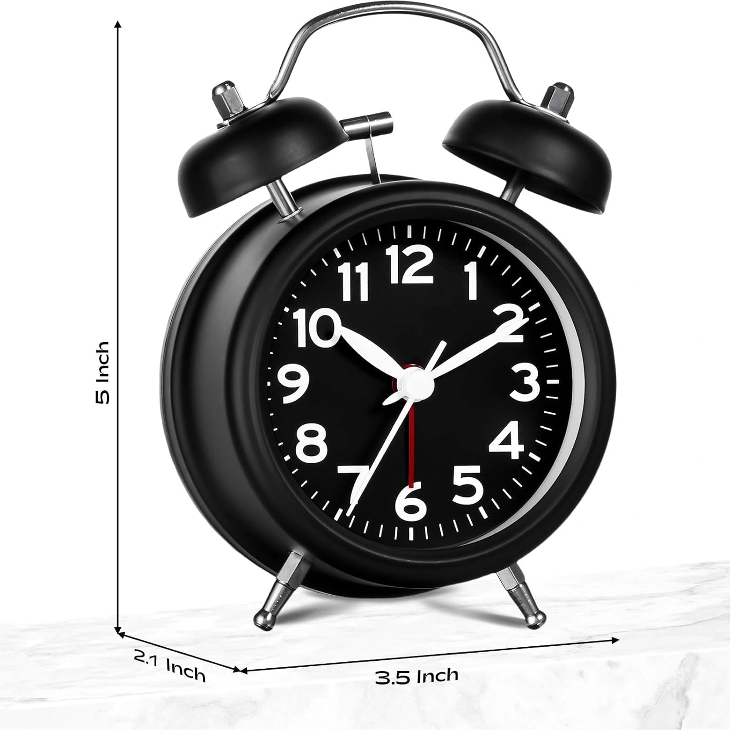Luminellen-Classic Twin Bell Alarm Clock with Loud Ring, Vintage Analog Bedside Clock