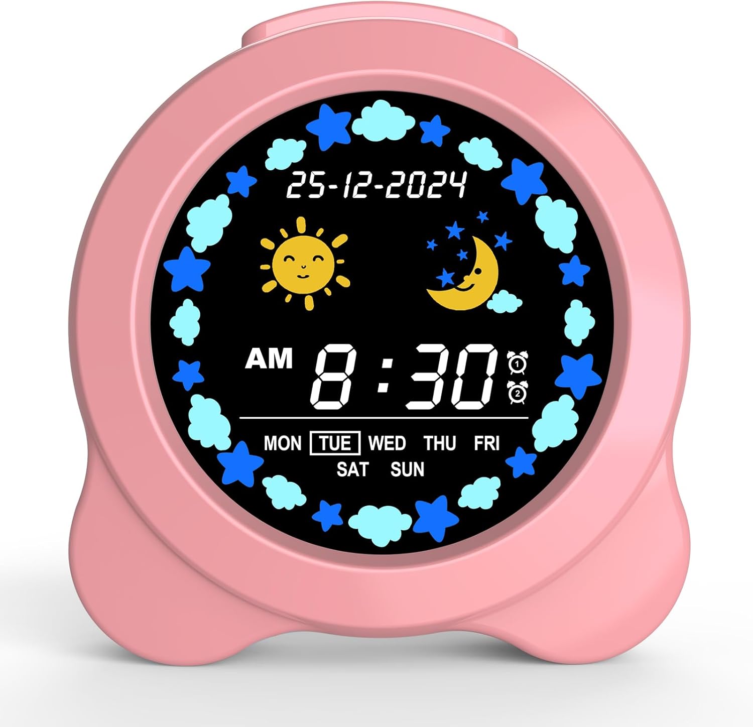 Luminellen- Kids Digital Alarm Clock Dual Alarm Silent Design Adjustable Brightness Night Light Bedside Learning Clock