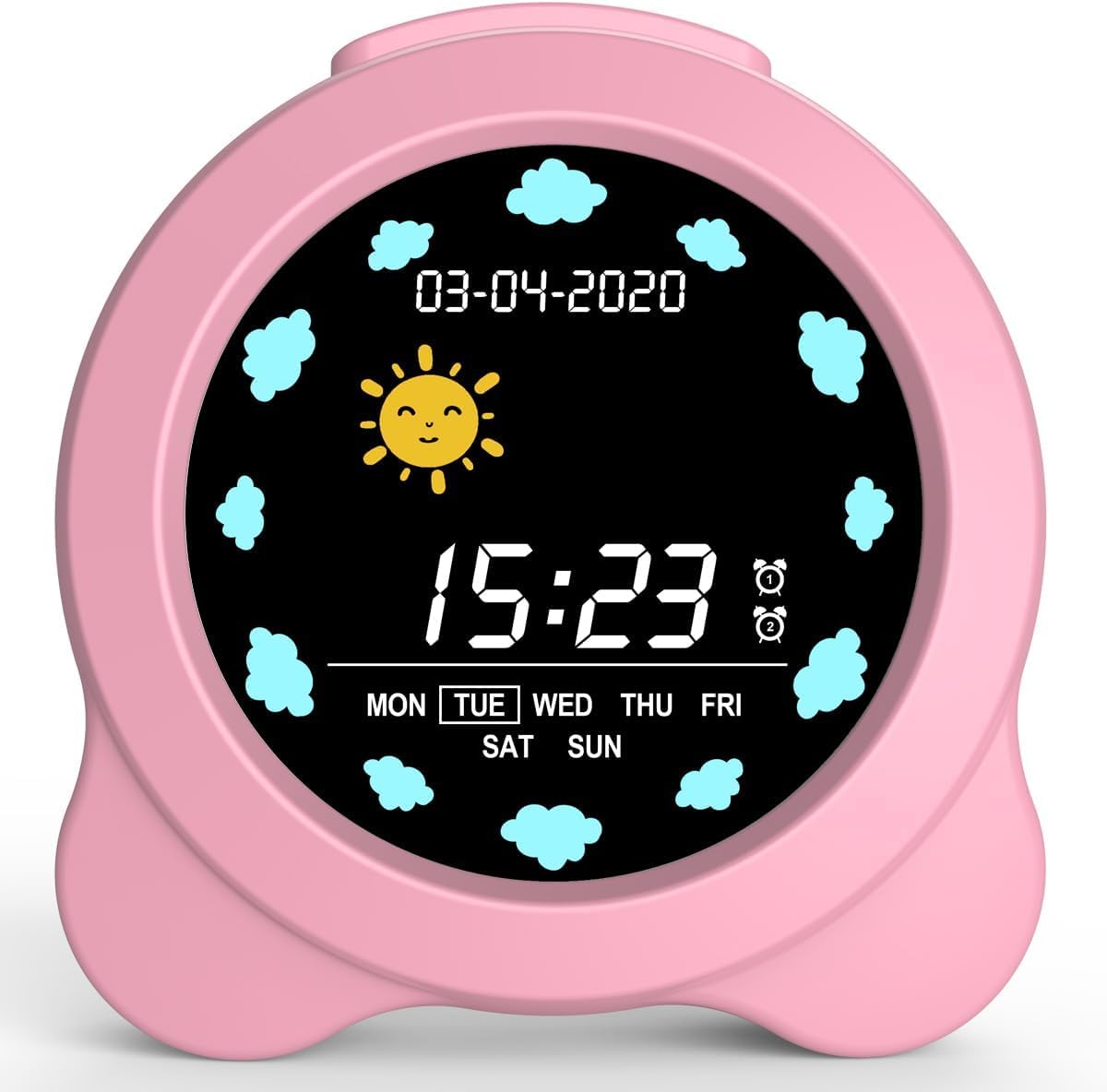Luminellen- Kids Digital Alarm Clock Dual Alarm Silent Design Adjustable Brightness Night Light Bedside Learning Clock