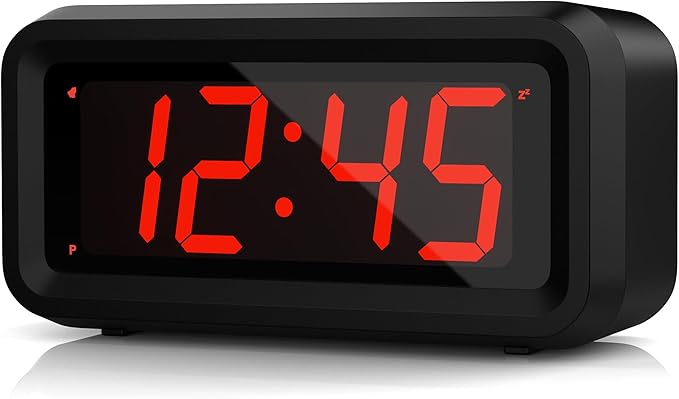 Luminellen-Alarm Clock, LED Digital Clock, Small Wall Clock, Battery Operated, Adjustable 3-Level Led Brightness, Dim Night Mode, 12/24Hr, Cordless, Constantly 1.2'' Digits Display for Bedroom/Travel,Easy to Set