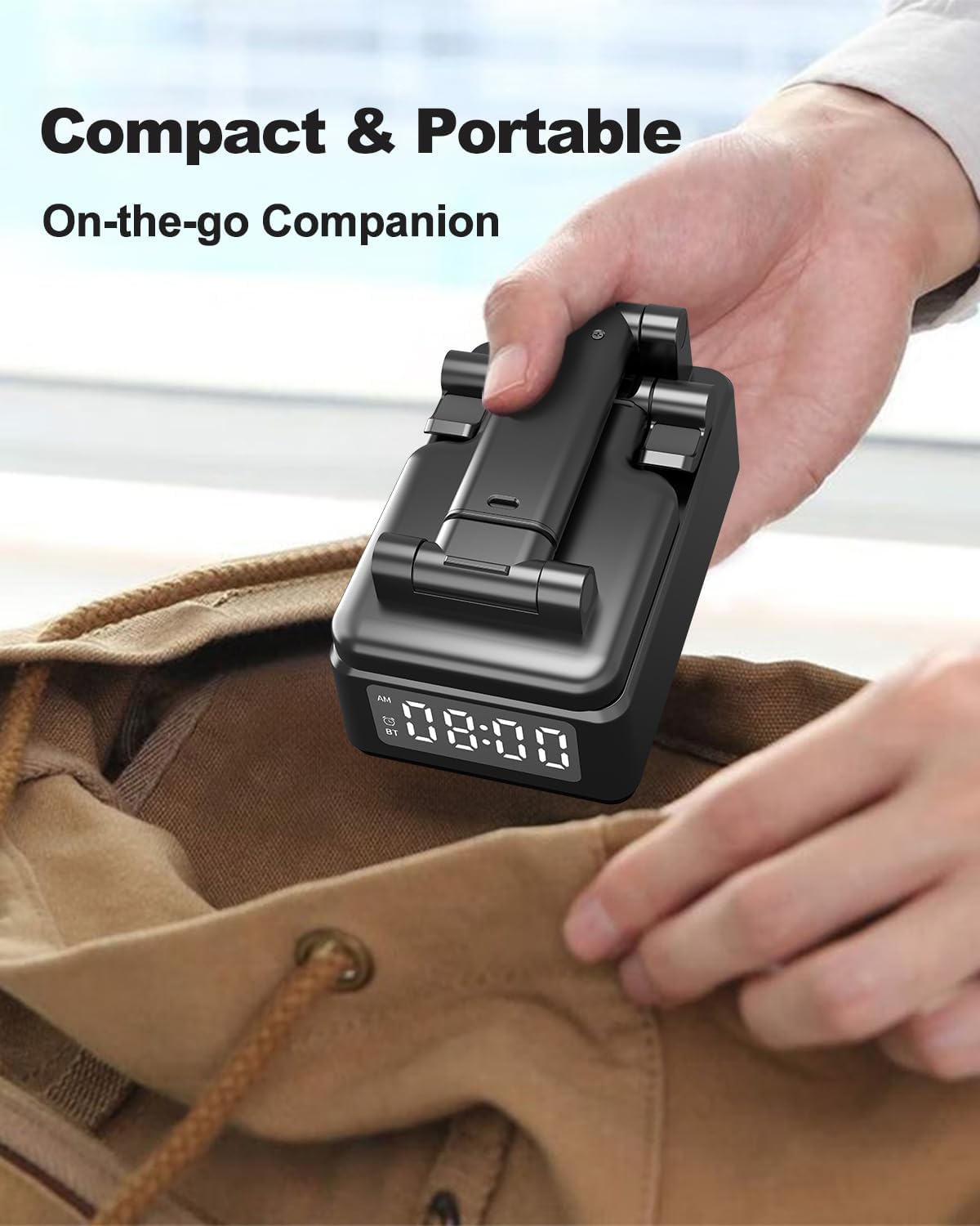 Luminellen-Wireless Charging Alarm Clock Speaker Foldable Phone Stand Adjustable Desk Charging Station