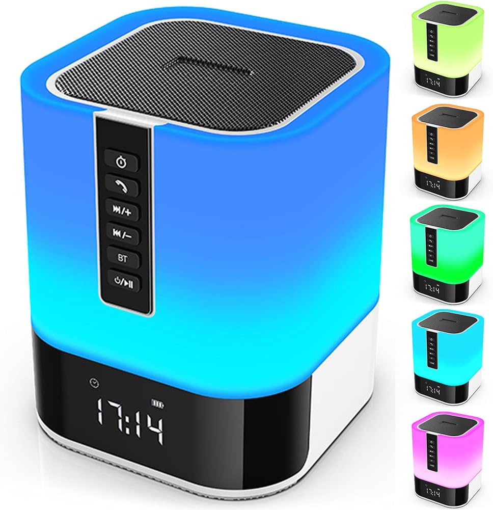 Luminellen-Multicolor Touch Bluetooth Speaker with Digital Clock Bedside Ambient Light Desk Lamp