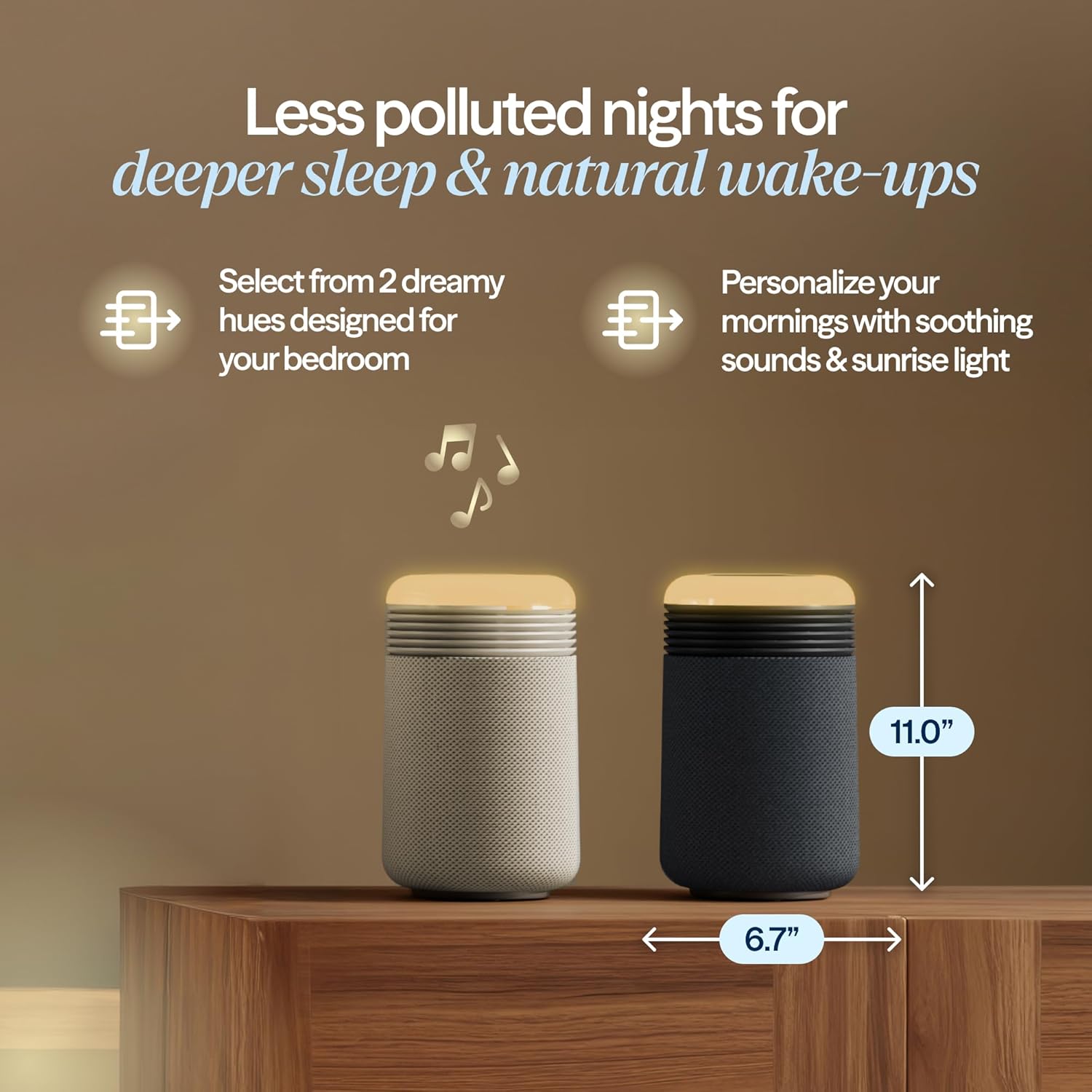 Luminellen-Sleep Aid Air Purifier Alarm Clock with Night Light Sound Machine USB Charger Bedside Device