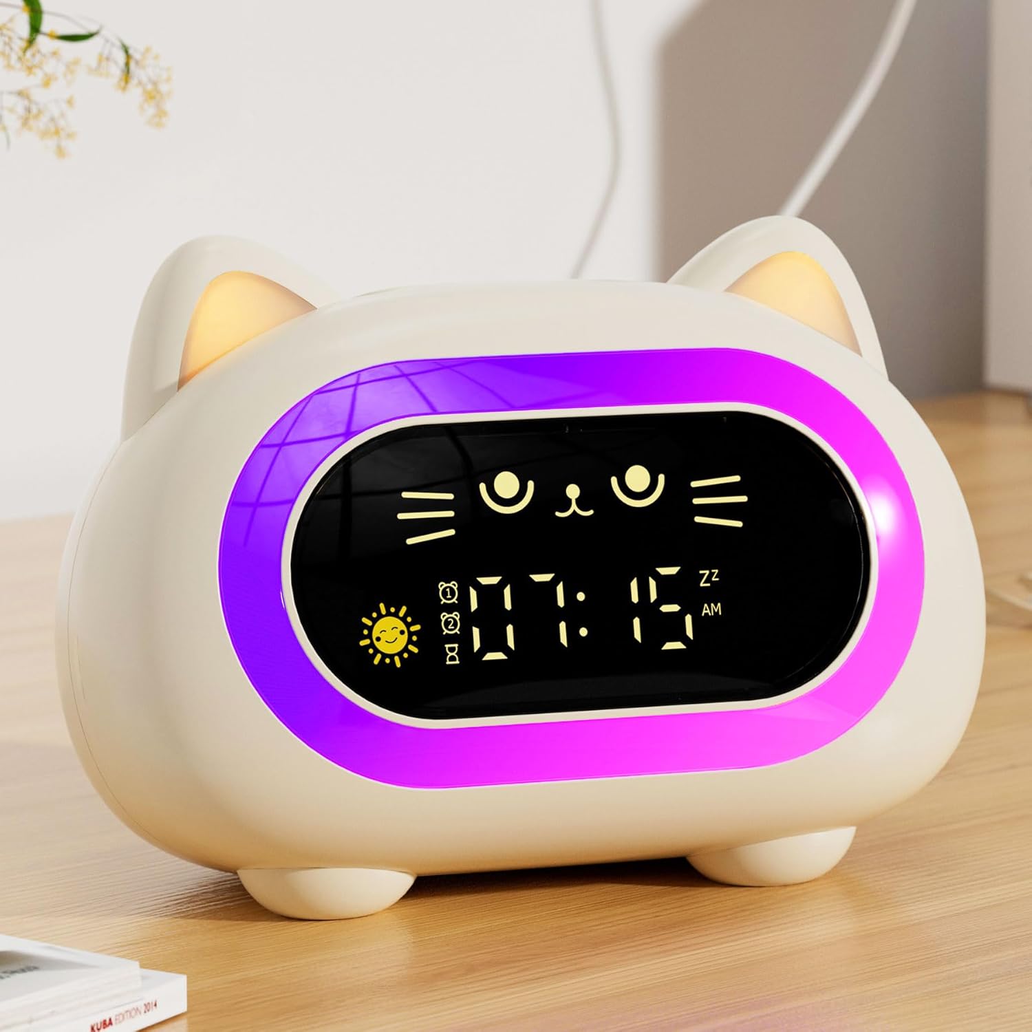 Luminellen-Kids Digital Alarm Clock with Adjustable Ambient Light Silent Bedside Desk Clock