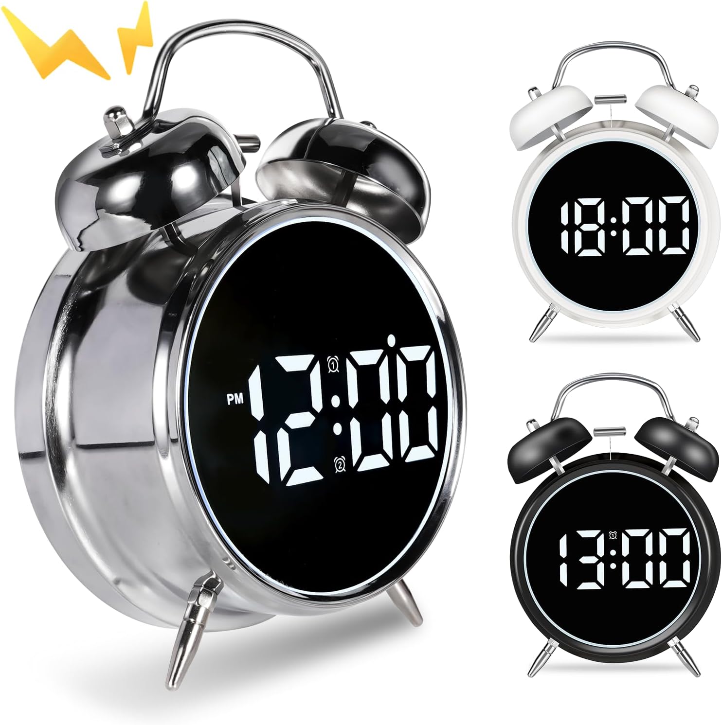 Luminellen-Twin Bell LED Digital Alarm Clock with Large Display and Dual Power Supply