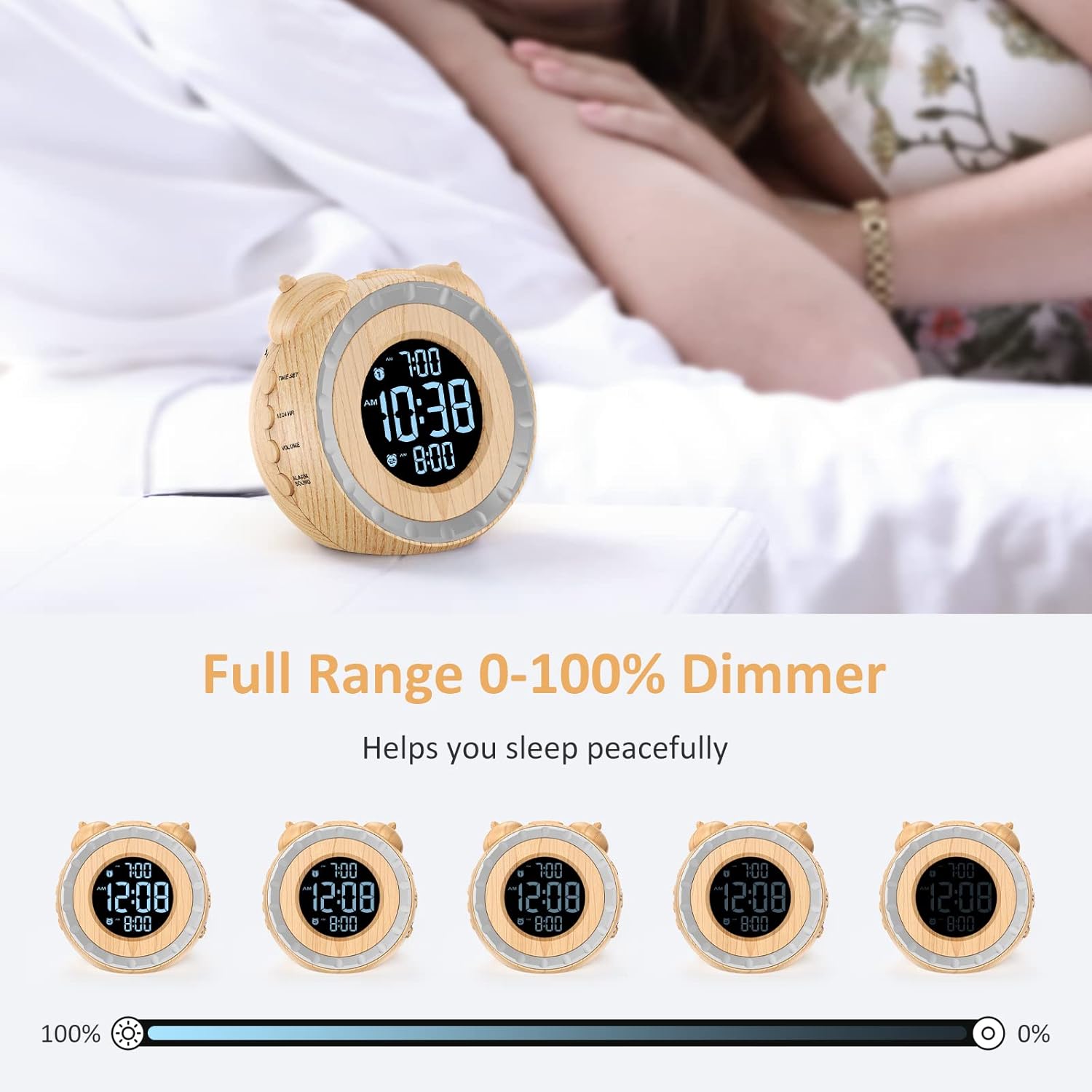 Luminellen-Vibrating Alarm Clock with Bed Shaker Dual Alarms Adjustable Brightness