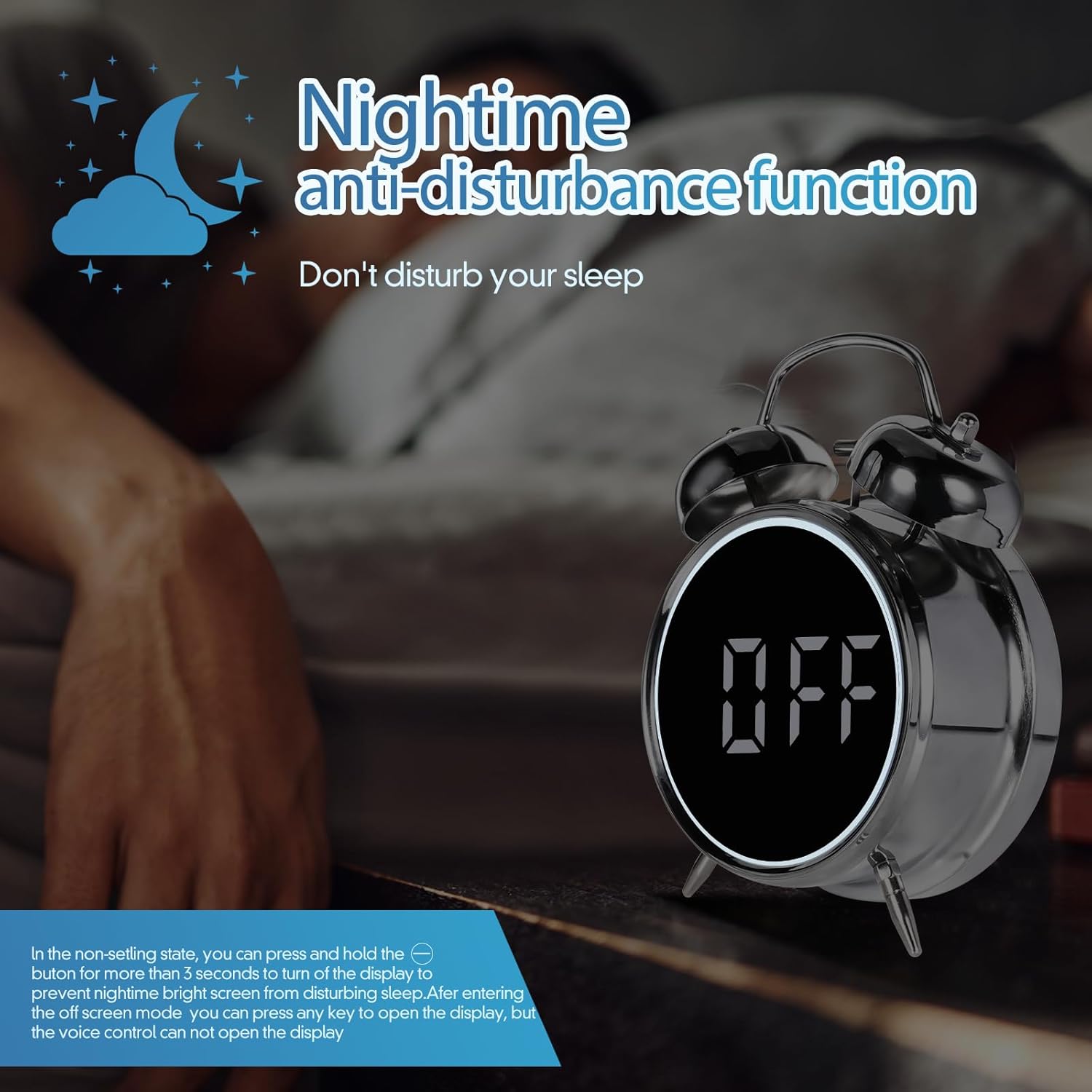 Luminellen-Twin Bell LED Digital Alarm Clock with Large Display and Dual Power Supply