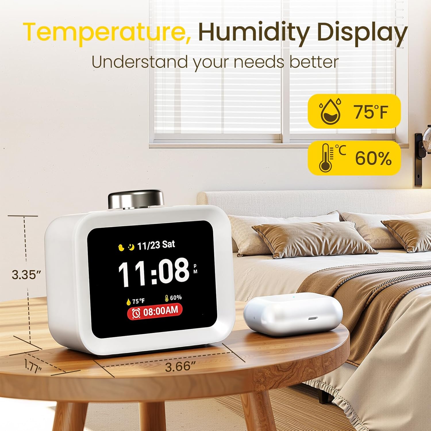 Luminellen-Multifunction Digital Alarm Clock with Temperature and Humidity Display Loud Alarm Adjustable Screen Interface
