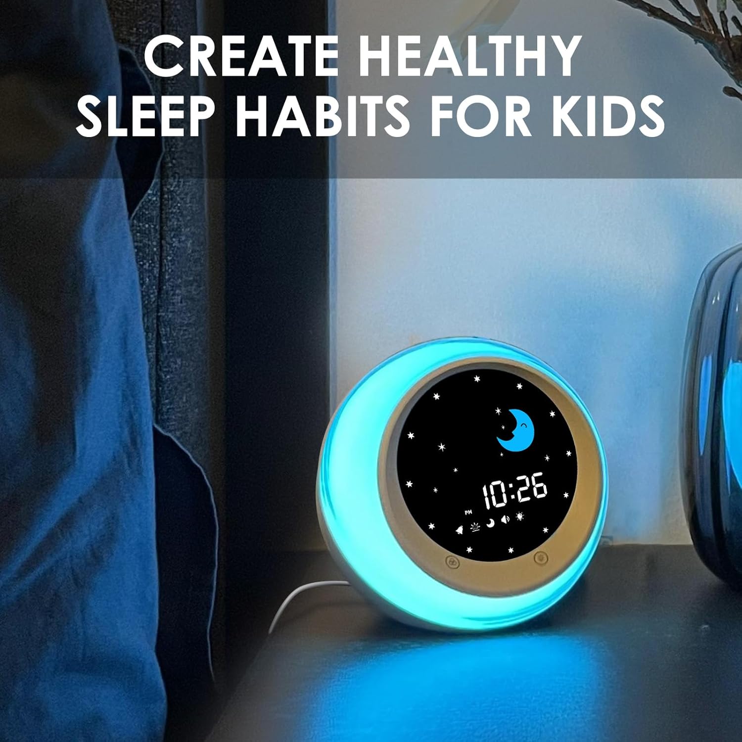 Luminellen- Kids Digital Alarm Clock with Ambient Light Dual Alarm Silent Operation Timer Function Bedside Clock