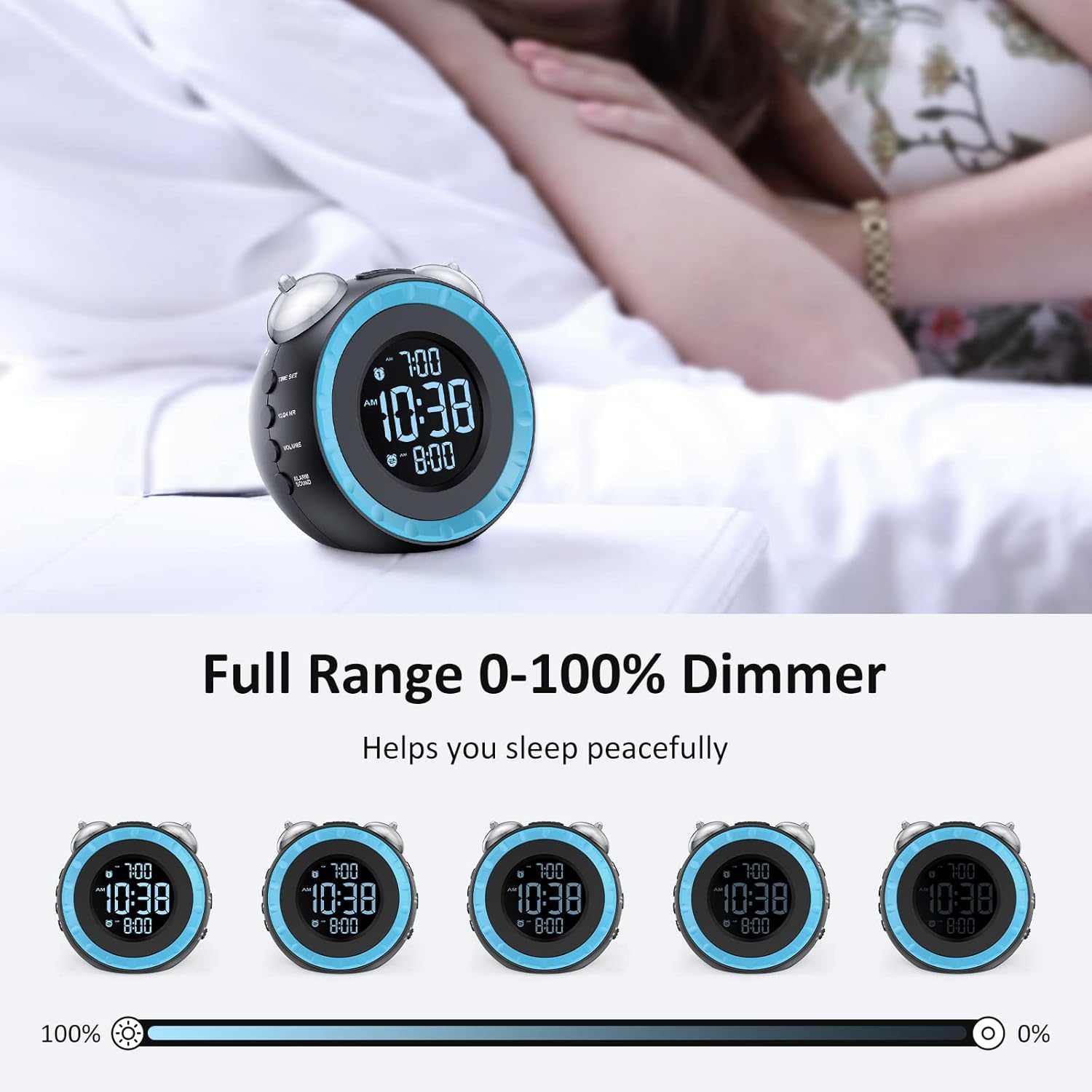 Luminellen-Vibrating Alarm Clock with Bed Shaker Dual Alarms Adjustable Brightness