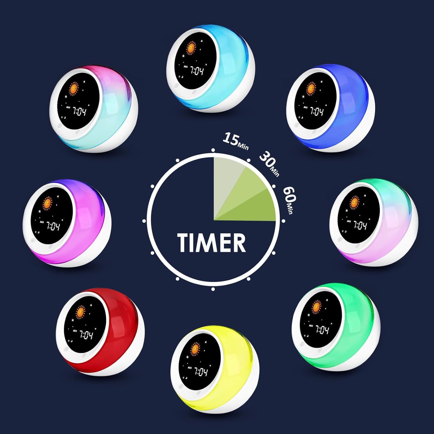 Luminellen- Kids Digital Alarm Clock with Ambient Light Dual Alarm Silent Operation Timer Function Bedside Clock