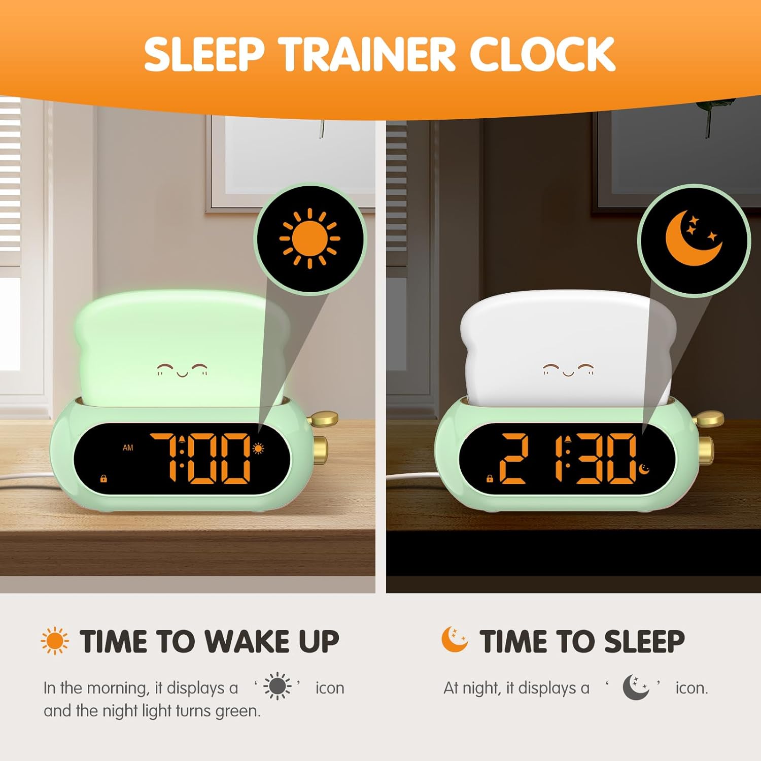 Luminellen-Kids Sleep Trainer Alarm Clock with Sound Machine Night Light Multifunction Bedside Clock