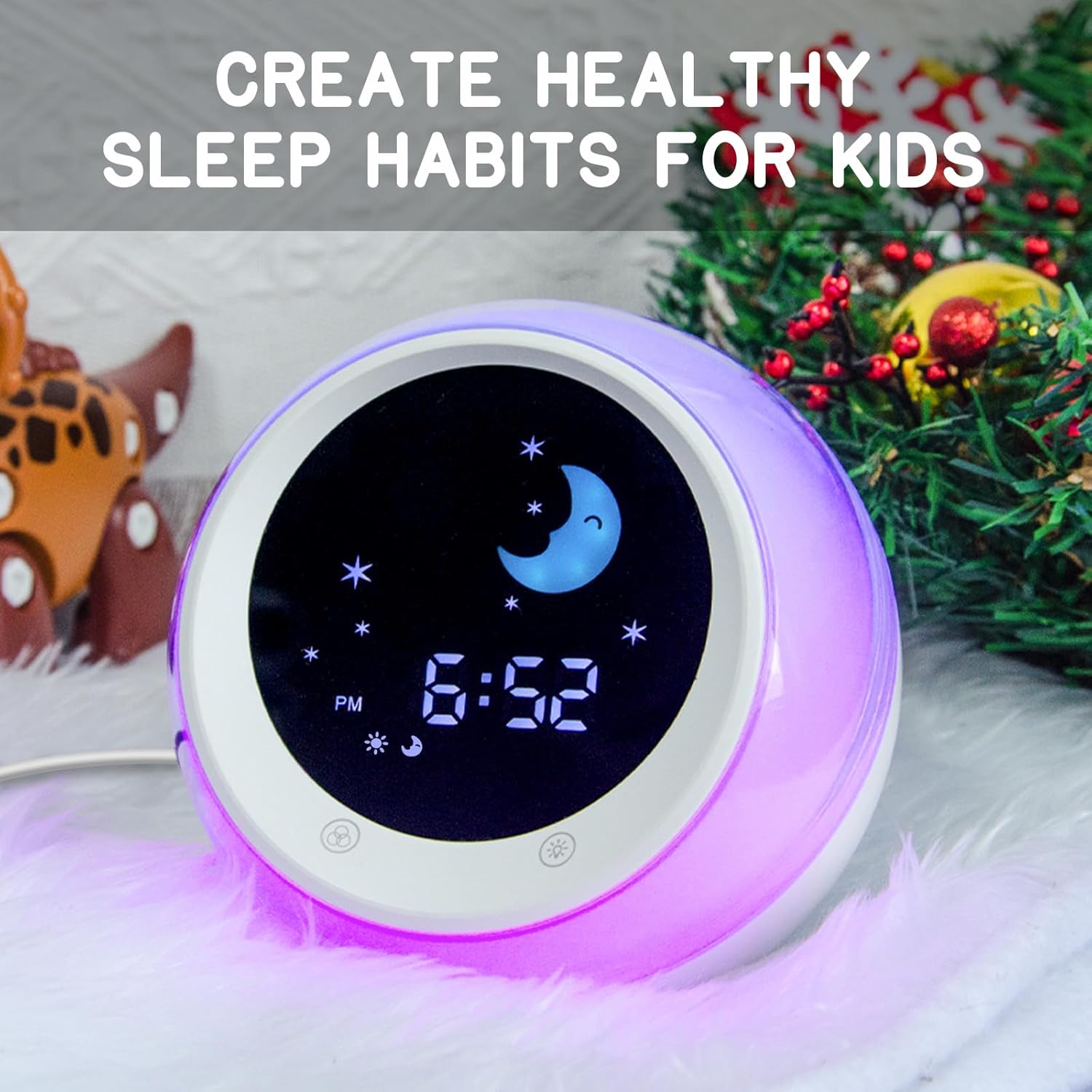 Luminellen- Kids Digital Alarm Clock with Ambient Light Dual Alarm Silent Operation Timer Function Bedside Clock