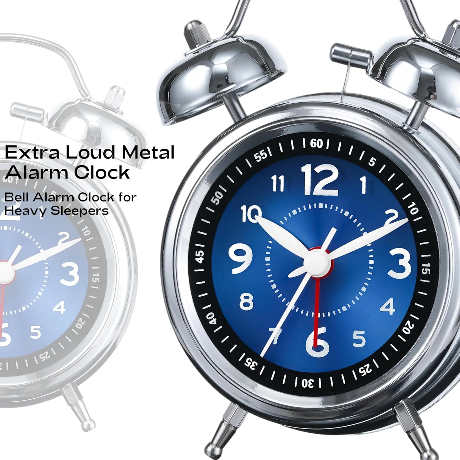 Luminellen-Classic Twin Bell Alarm Clock with Loud Ring, Vintage Analog Bedside Clock