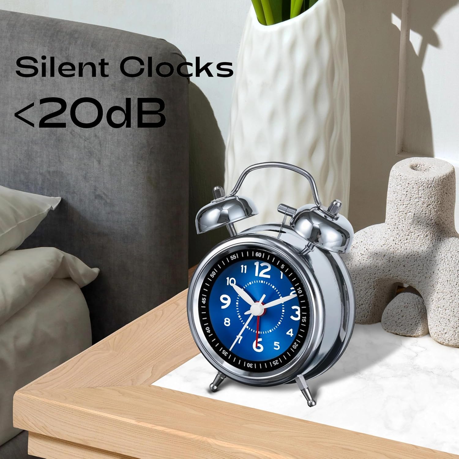 Luminellen-Classic Twin Bell Alarm Clock with Loud Ring, Vintage Analog Bedside Clock