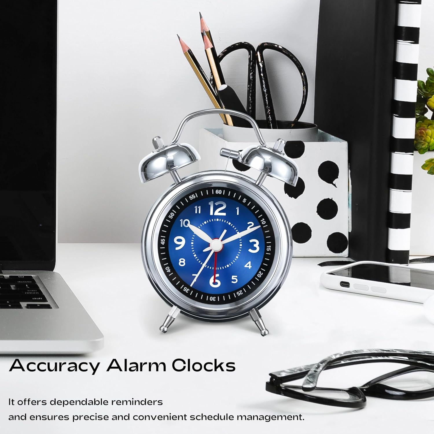 Luminellen-Classic Twin Bell Alarm Clock with Loud Ring, Vintage Analog Bedside Clock